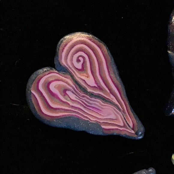 Group of 4 Handmade Polymer Art Clay Hearts - Picture 2 of 5